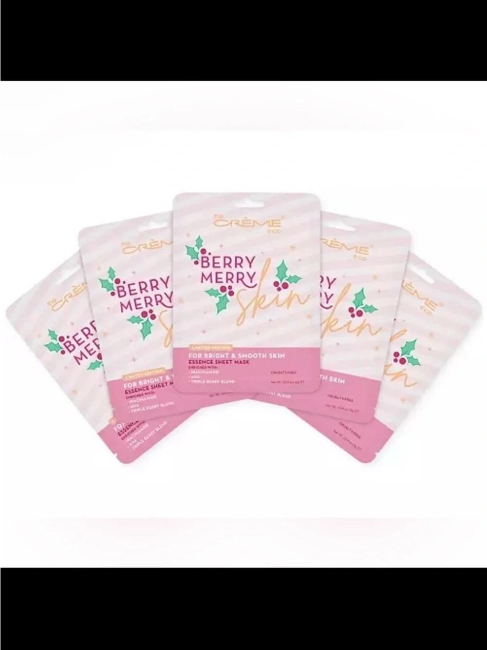 NWT 5pc Limited EDITION The Crème Shop Berry Merry Skin Essence Sheet mask